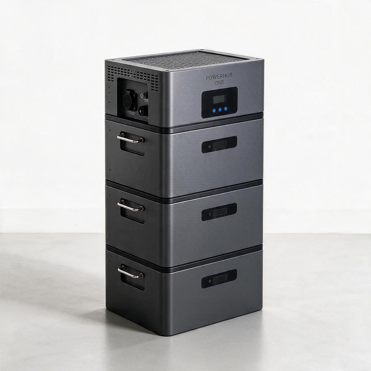 PowerHub ONE thuisbatterij, aangesloten op de elektrische installatie van de woning